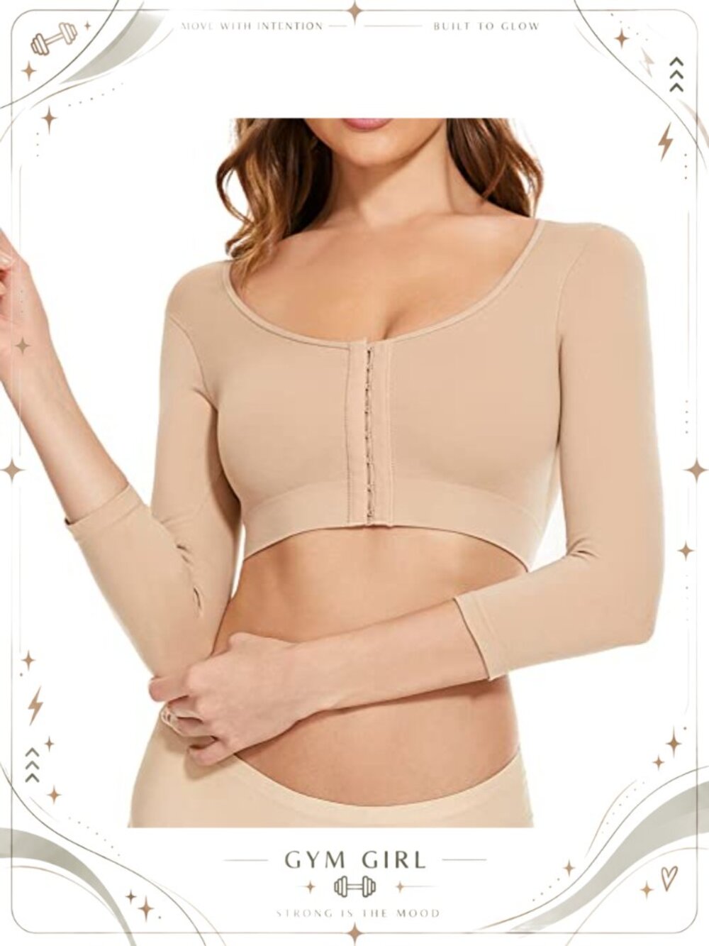 Arm Shaper Post Surgery Compression Sleeves Front Closure Shapewear Bra